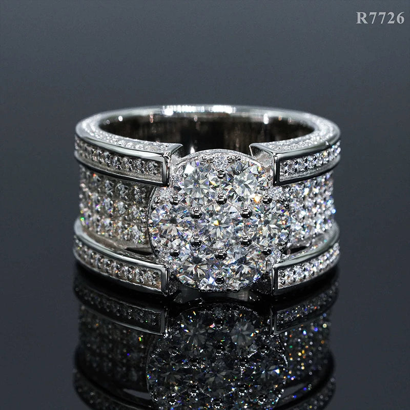 DJMAX Full Moissanite Rings For Men Original 925 Sterling Silver Men and Women's Moissanite Ring