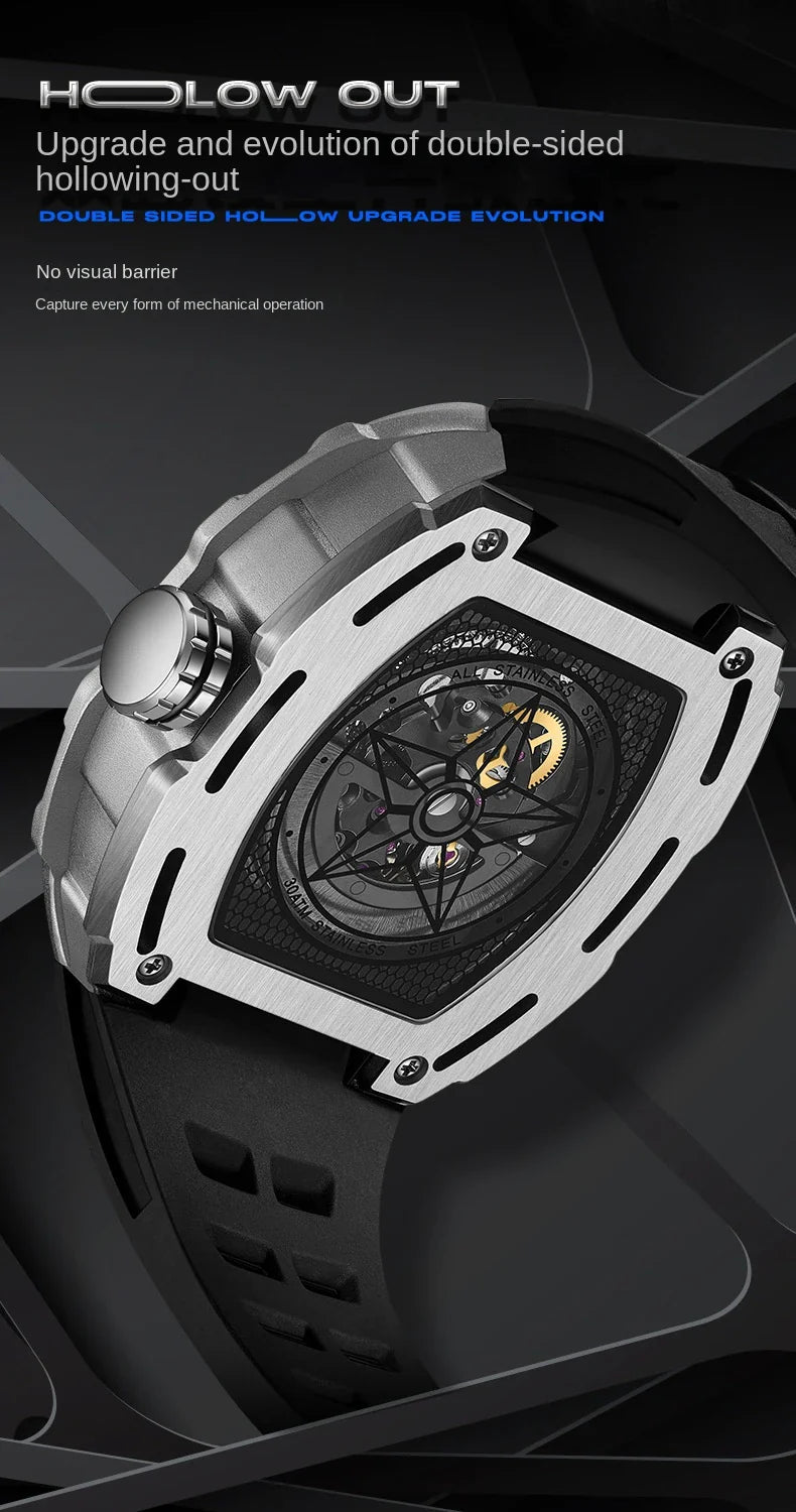 FAIRWHALE Automatic Mechanical Luxury 3ATM Waterproof Silicone Strap Luminous Watch For Men