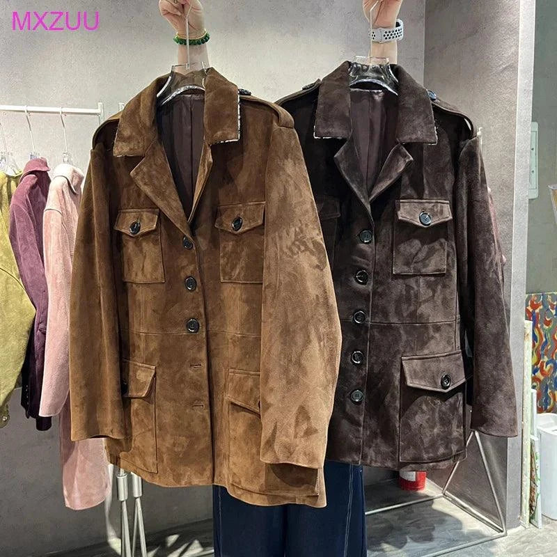 Women High-Grade Autumn Winter Sense Leather Sheepskin Suede Jackets