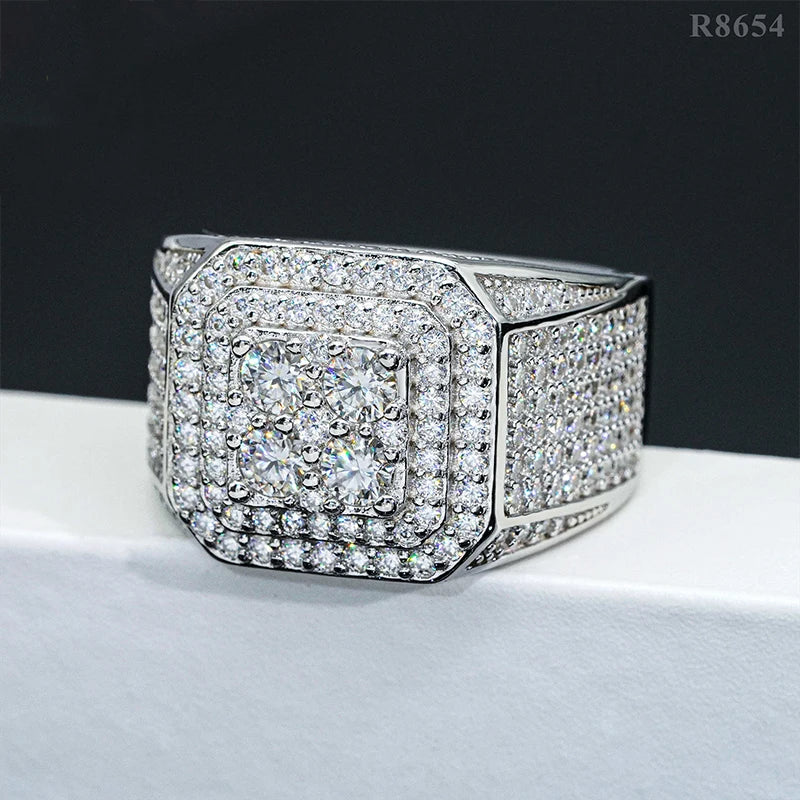 DJMAX Full Moissanite Rings For Men Original 925 Sterling Silver Men and Women's Moissanite Ring