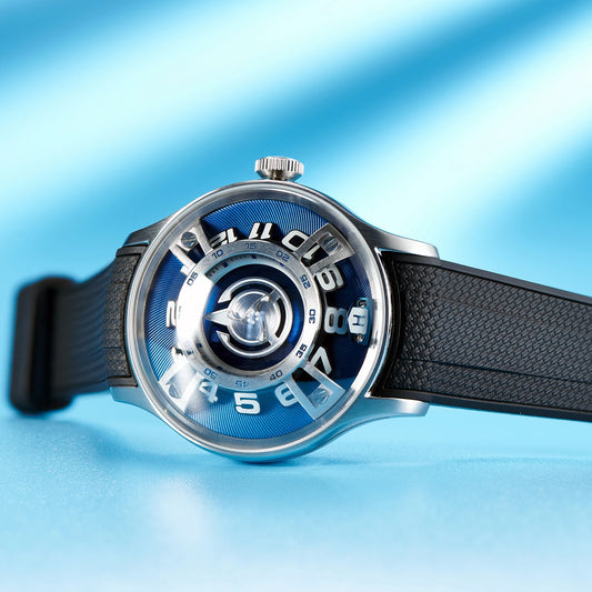 OBLVLO Eagle Analog Automatic Blue Luminous Waterproof Mechanical Leather Strap Watch for Men