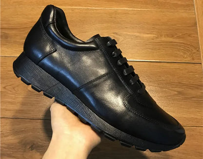 Brand Men Genuine Winter Luxury  British Style Business Lace Up Sport Leather Sneakers