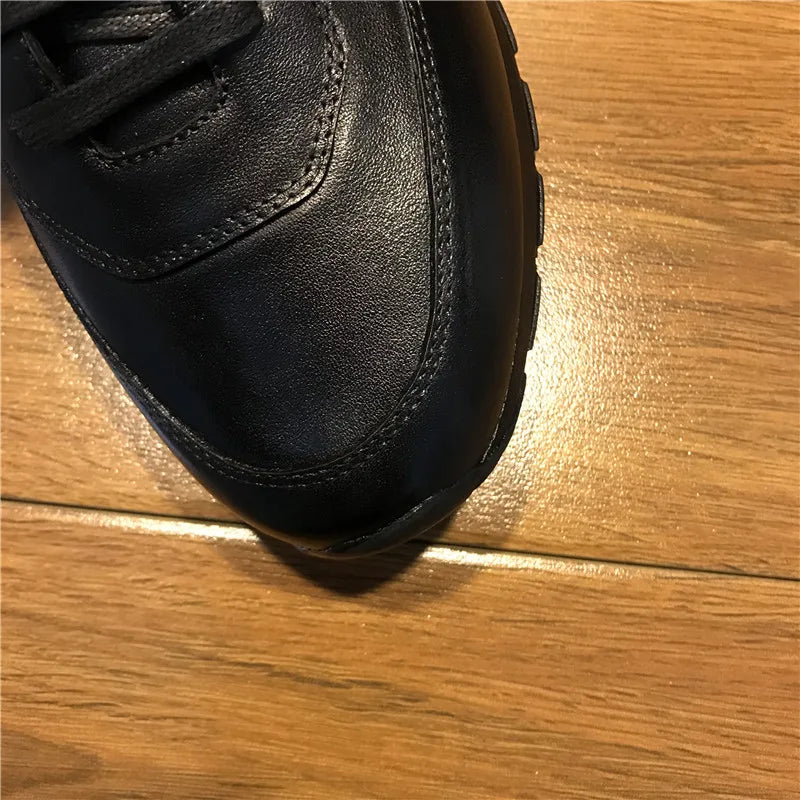 Brand Men Genuine Winter Luxury  British Style Business Lace Up Sport Leather Sneakers