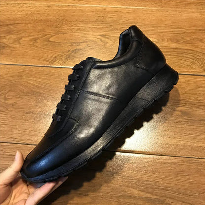 Brand Men Genuine Winter Luxury  British Style Business Lace Up Sport Leather Sneakers