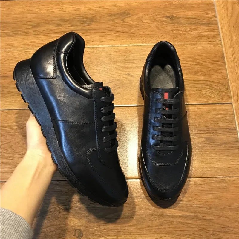 Brand Men Genuine Winter Luxury  British Style Business Lace Up Sport Leather Sneakers