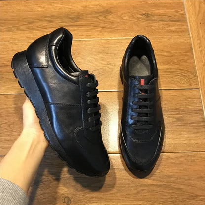 Brand Men Genuine Winter Luxury  British Style Business Lace Up Sport Leather Sneakers