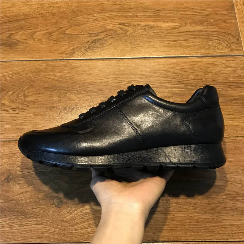 Brand Men Genuine Winter Luxury  British Style Business Lace Up Sport Leather Sneakers