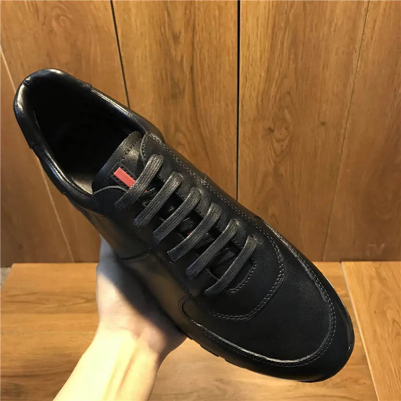 Brand Men Genuine Winter Luxury  British Style Business Lace Up Sport Leather Sneakers