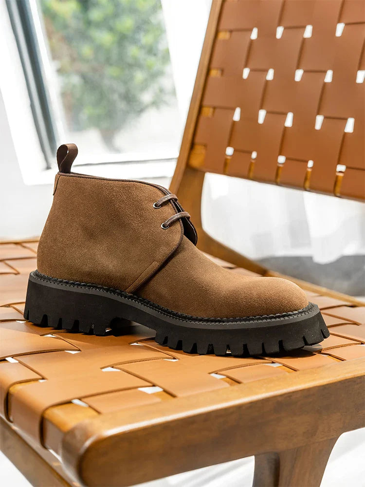 2025 Hanmce Genuine Leather Brohue Ankle Chelsea Boots