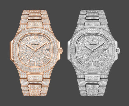 HANBORO Men Automatic Watch 38mm Luxury Mechanical Wristwatch Luminous 50M Waterproof Miyota 8215 Crystal Case