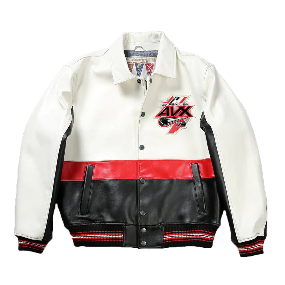 Plus Size Men's Leather Flight Jacket - Casual Sheepskin Coat
