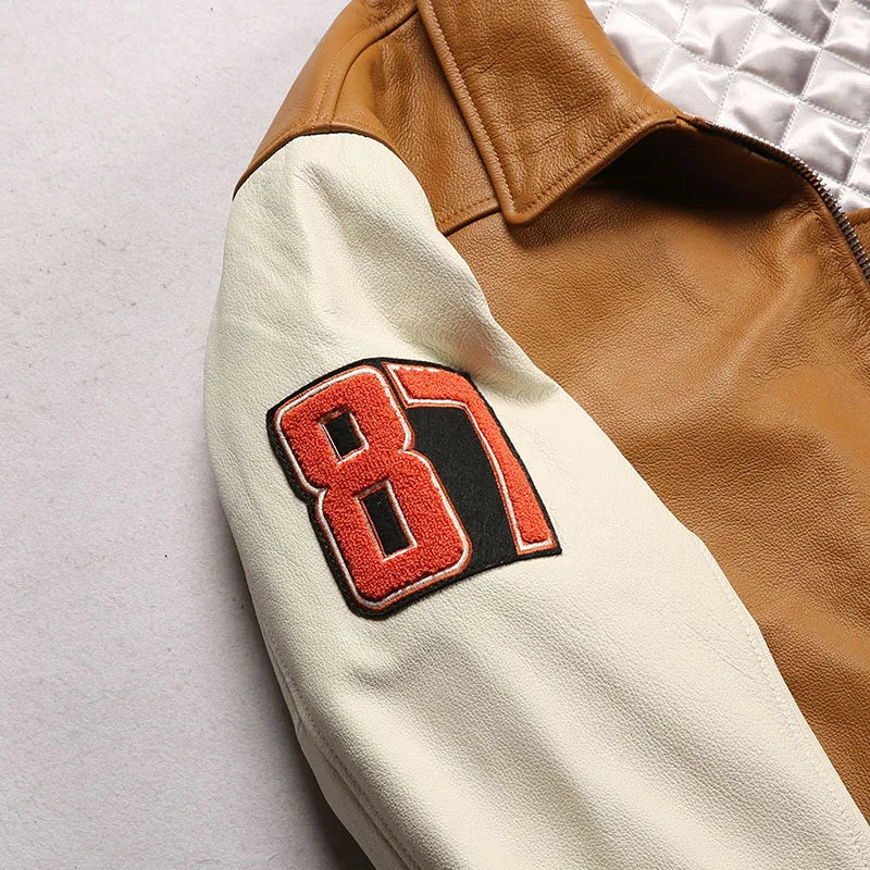 Men's Large Yellow Leather Flight Jacket – Big Chief Embroidery