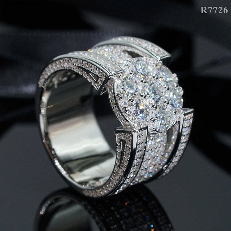 DJMAX Full Moissanite Rings For Men Original 925 Sterling Silver Men and Women's Moissanite Ring