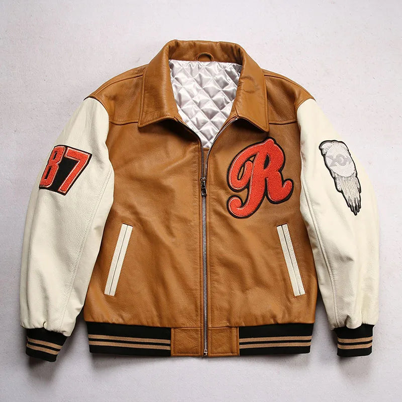 Men's Large Yellow Leather Flight Jacket – Big Chief Embroidery