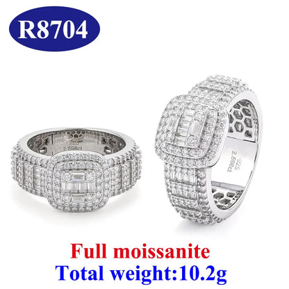 DJMAX Full Moissanite Rings For Men Original 925 Sterling Silver Men and Women's Moissanite Ring