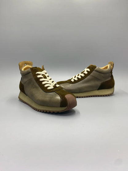New Senior Fashion Mid Donkey Mouth Trendy Cowhide Forrest Men Sneakers