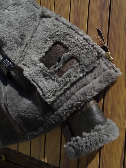 100 Percent Real Sheepskin Shearling Winter Men's Leather Coat