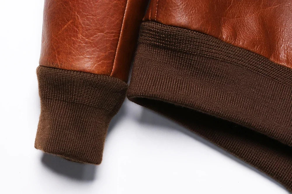Classical A-2 Natural Cowhide Men's Genuine Leather Jacket