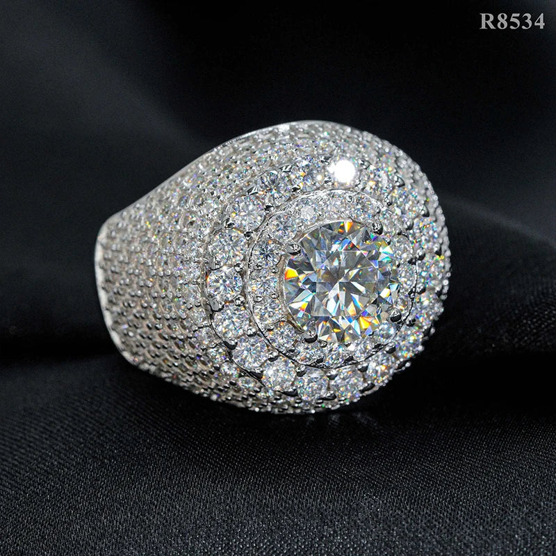 DJMAX Full Moissanite Rings For Men Original 925 Sterling Silver Men and Women's Moissanite Ring