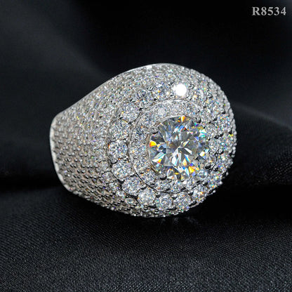 DJMAX Full Moissanite Rings For Men Original 925 Sterling Silver Men and Women's Moissanite Ring