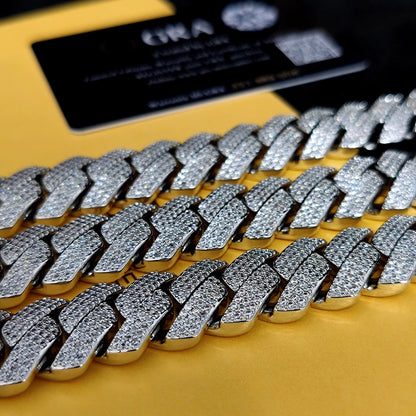 Diamond Hip Hop Jewelry VVS1 Stone Shiny 2row 3row Unisex 925 Sterling Silver Necklace Moissanite Chain
