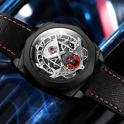SIBOTTE Luxury Mechanical Automatic AR Sapphire mirror Hollow out Men's watch