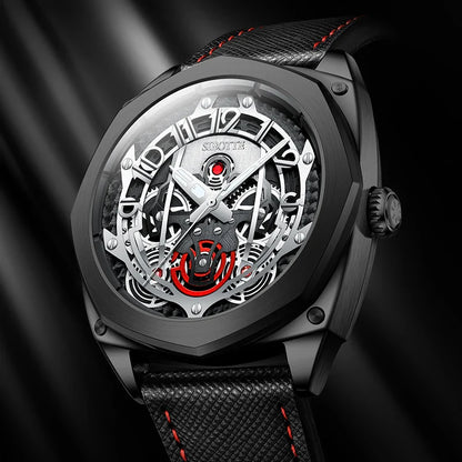 SIBOTTE Luxury Mechanical Automatic AR Sapphire mirror Hollow out Men's watch