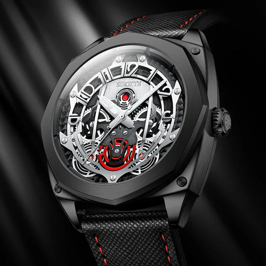 SIBOTTE Luxury Mechanical Automatic AR Sapphire mirror Hollow out Men's watch