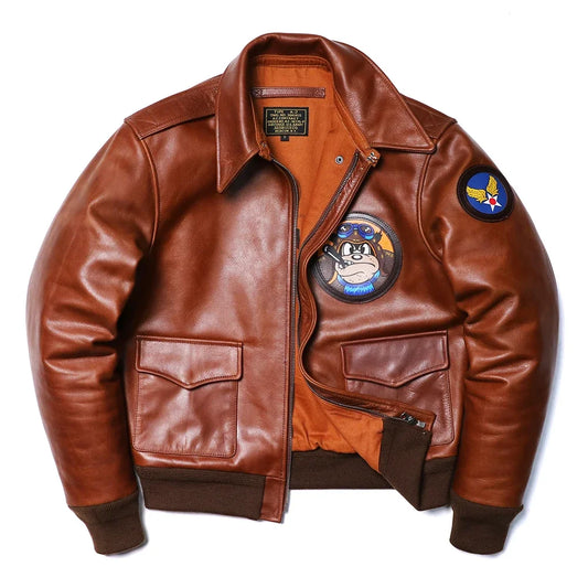 Classical A-2 Natural Cowhide Men's Genuine Leather Jacket