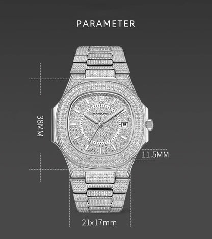 HANBORO Men Automatic Watch 38mm Luxury Mechanical Wristwatch Luminous 50M Waterproof Miyota 8215 Crystal Case