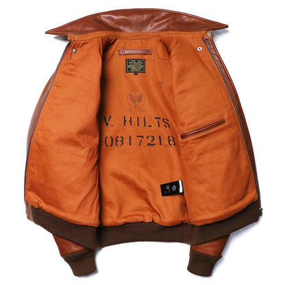 Classical A-2 Natural Cowhide Men's Genuine Leather Jacket