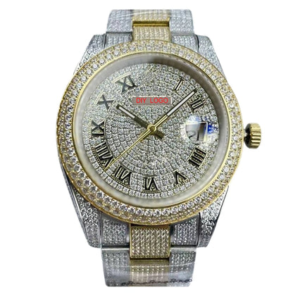 Customized Logo41mm Elegant Men's Sapphire Mirror and Diamond bezel Mechanical Watch