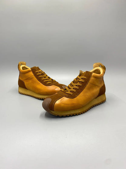 New Senior Fashion Mid Donkey Mouth Trendy Cowhide Forrest Men Sneakers