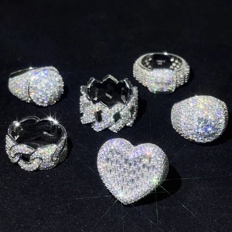 DJMAX Full Moissanite Rings For Men Original 925 Sterling Silver Men and Women's Moissanite Ring