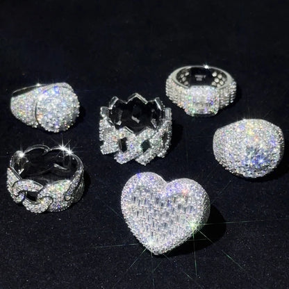 DJMAX Full Moissanite Rings For Men Original 925 Sterling Silver Men and Women's Moissanite Ring
