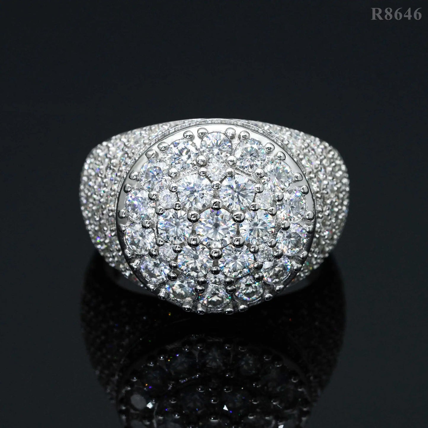 S925 Silver Set with Moissanite Loose Stone Diamond Ring Jewelry Jewelry Trendy Men's Hot Selling Models