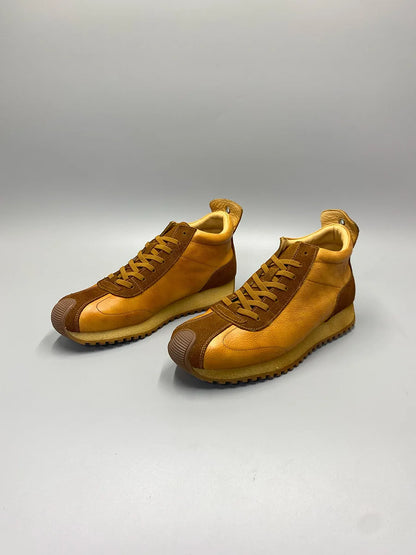 New Senior Fashion Mid Donkey Mouth Trendy Cowhide Forrest Men Sneakers
