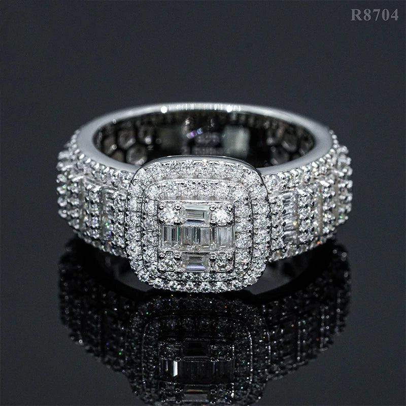DJMAX Full Moissanite Rings For Men Original 925 Sterling Silver Men and Women's Moissanite Ring