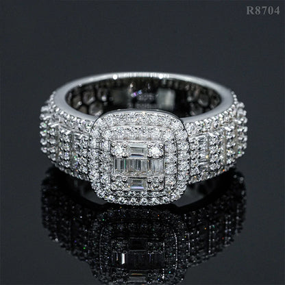 DJMAX Full Moissanite Rings For Men Original 925 Sterling Silver Men and Women's Moissanite Ring
