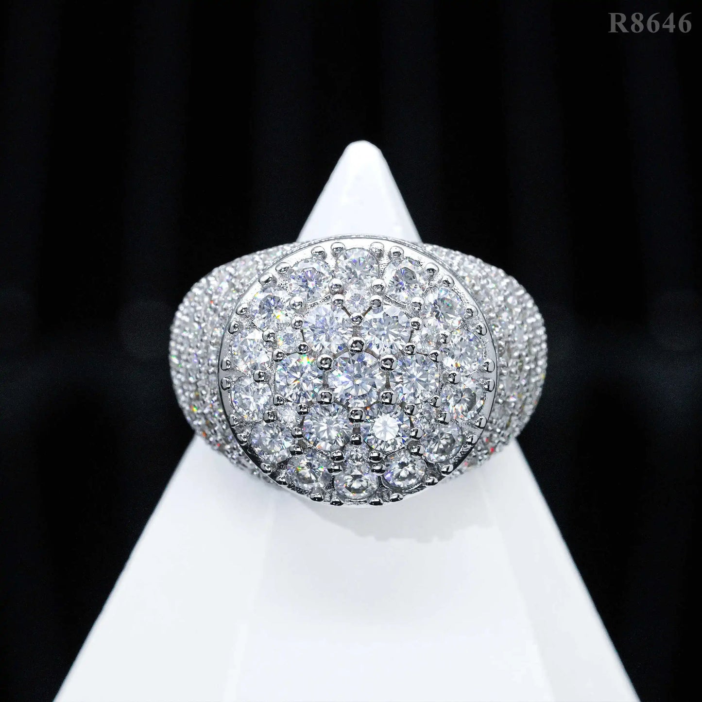 S925 Silver Set with Moissanite Loose Stone Diamond Ring Jewelry Jewelry Trendy Men's Hot Selling Models