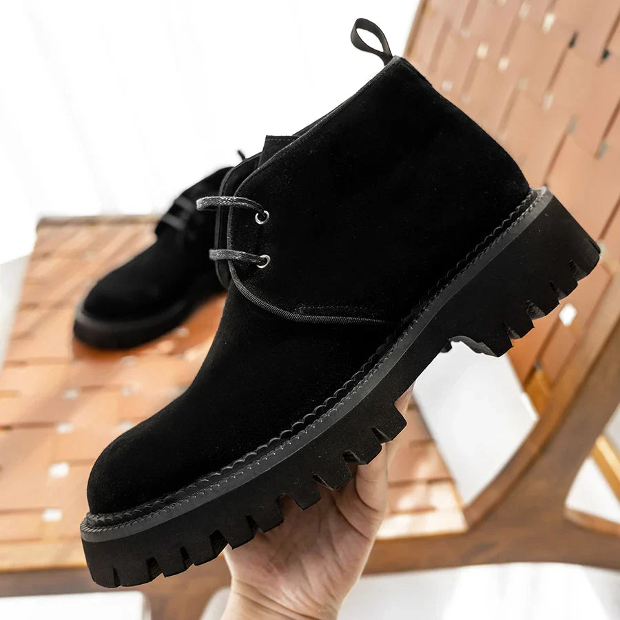 2025 Hanmce Genuine Leather Brohue Ankle Chelsea Boots