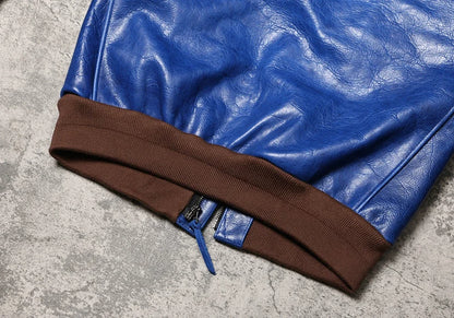 Wax Feel Unpainted Indigo Dyed Cowhide Jacket