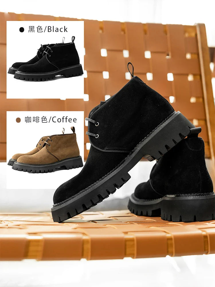 2025 Hanmce Genuine Leather Brohue Ankle Chelsea Boots