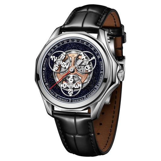 OBLVLO 41MM Mechanical Luminous 50M Waterproof Sapphire Starwheel Wristwatch