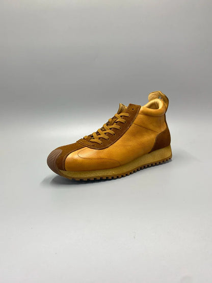 New Senior Fashion Mid Donkey Mouth Trendy Cowhide Forrest Men Sneakers