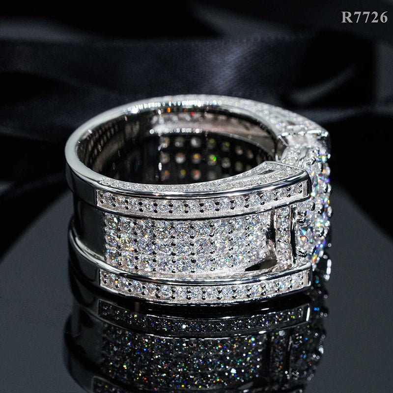 DJMAX Full Moissanite Rings For Men Original 925 Sterling Silver Men and Women's Moissanite Ring