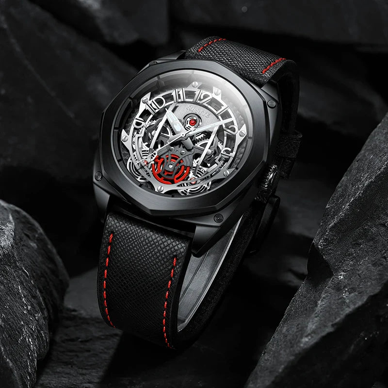 SIBOTTE Luxury Mechanical Automatic AR Sapphire mirror Hollow out Men's watch