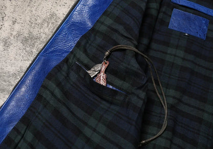 Wax Feel Unpainted Indigo Dyed Cowhide Jacket