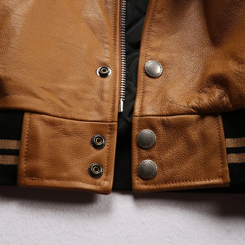 Men's Large Yellow Leather Flight Jacket – Big Chief Embroidery