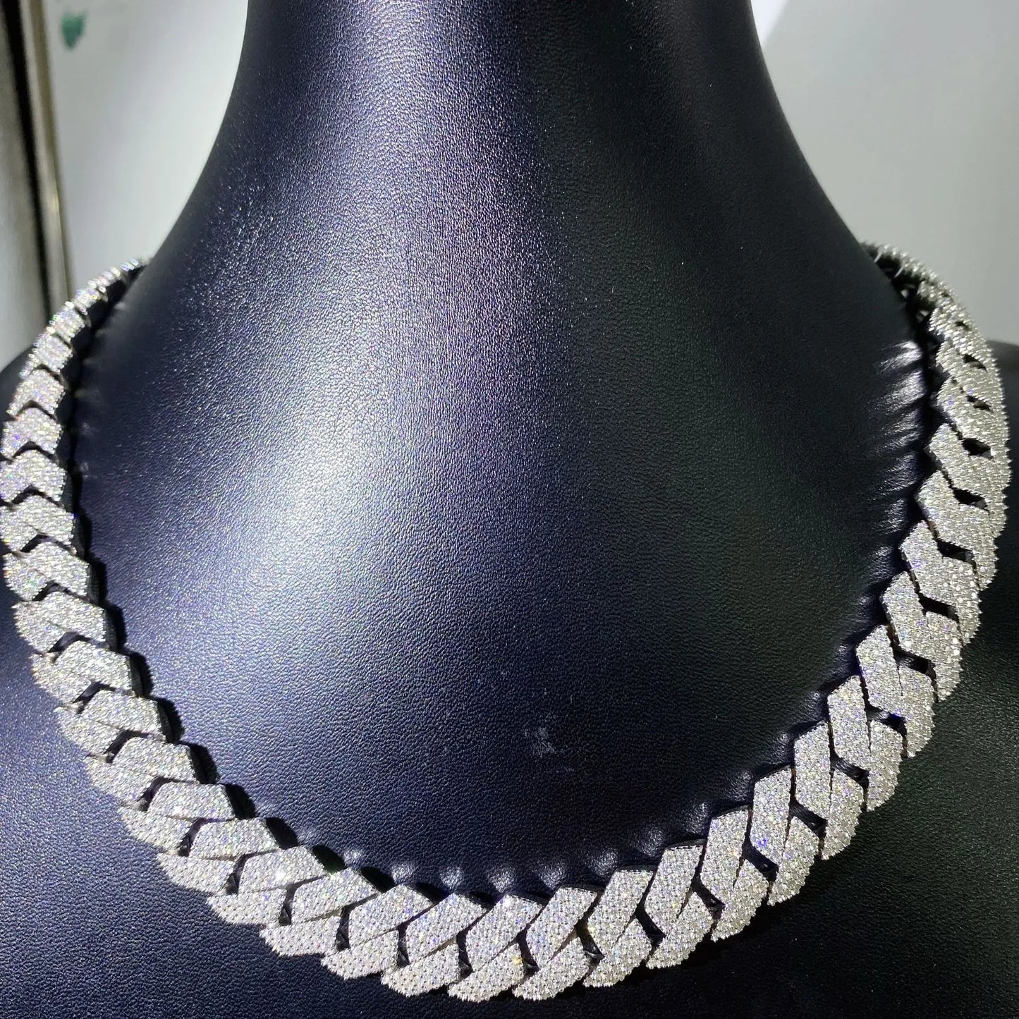 Diamond Hip Hop Jewelry VVS1 Stone Shiny 2row 3row Unisex 925 Sterling Silver Necklace Moissanite Chain